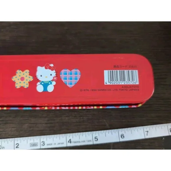 Vtg Sanrio Hello Kitty Pencil Case Tin Box Red Pen Case Metal 1994 JAPAN Rare - Picture 9 of 9